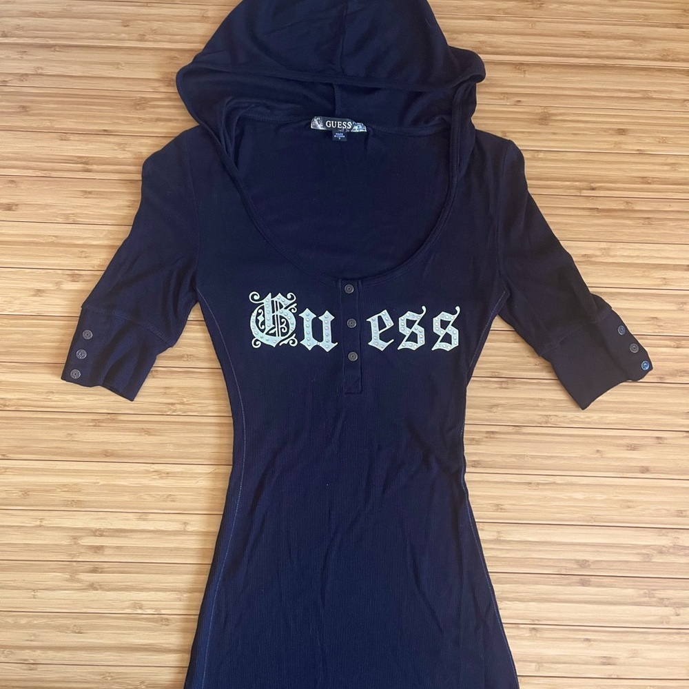 Guess hooded ribbed shirt